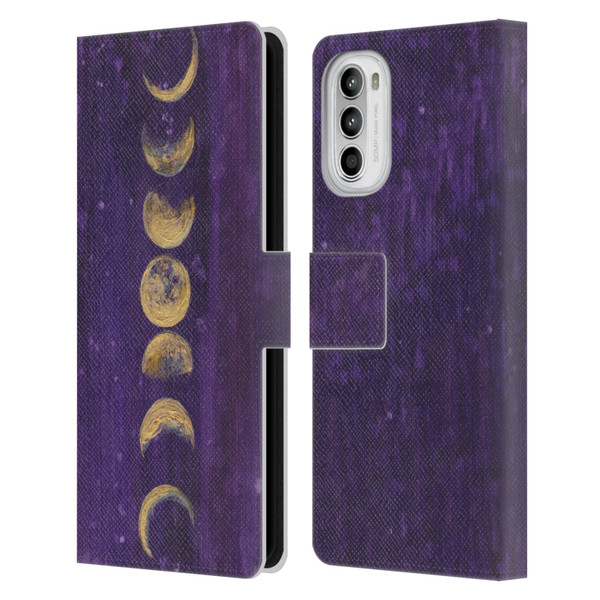 Mai Autumn Space And Sky Moon Phases Leather Book Wallet Case Cover For Motorola Moto G52