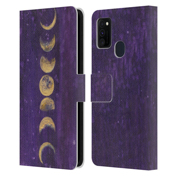 Mai Autumn Space And Sky Moon Phases Leather Book Wallet Case Cover For Samsung Galaxy M30s (2019)/M21 (2020)