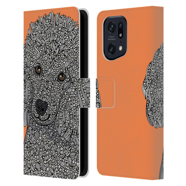 Valentina Dogs Poodle Leather Book Wallet Case Cover For OPPO Find X5 Pro