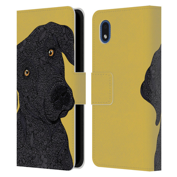 Valentina Dogs Black Labrador Leather Book Wallet Case Cover For Samsung Galaxy A01 Core (2020)