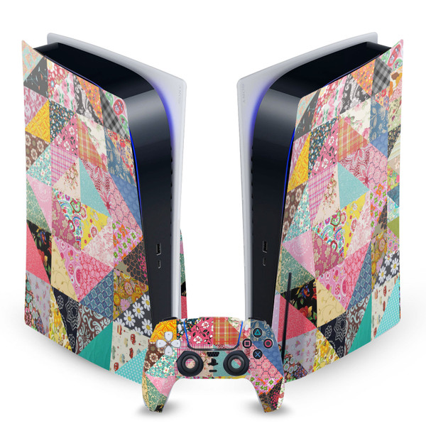 Rachel Caldwell Art Mix Quilt Vinyl Sticker Skin Decal Cover for Sony PS5 Disc Edition Bundle