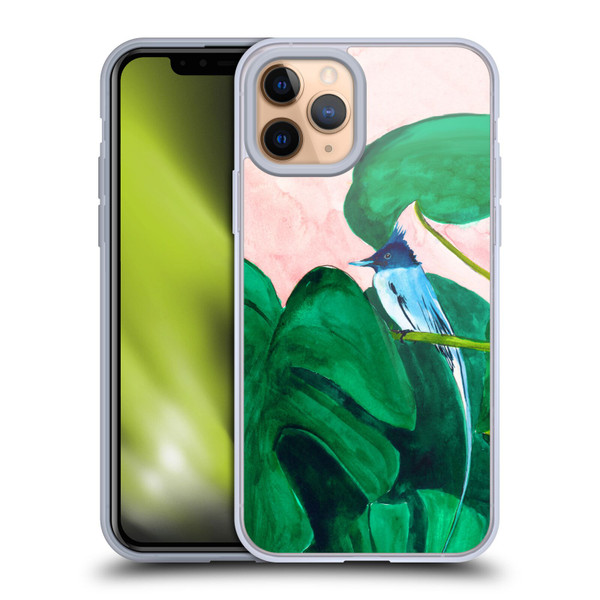 Mai Autumn Birds Monstera Plant Soft Gel Case for Apple iPhone 11 Pro