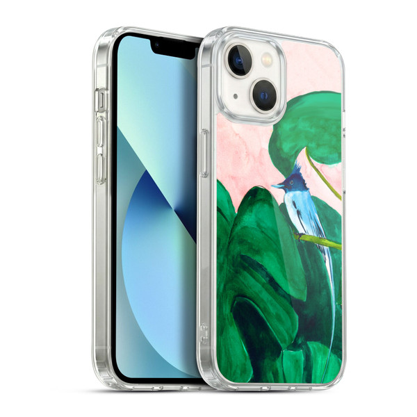 Mai Autumn Birds Monstera Plant Soft Gel Case for Apple iPhone 13