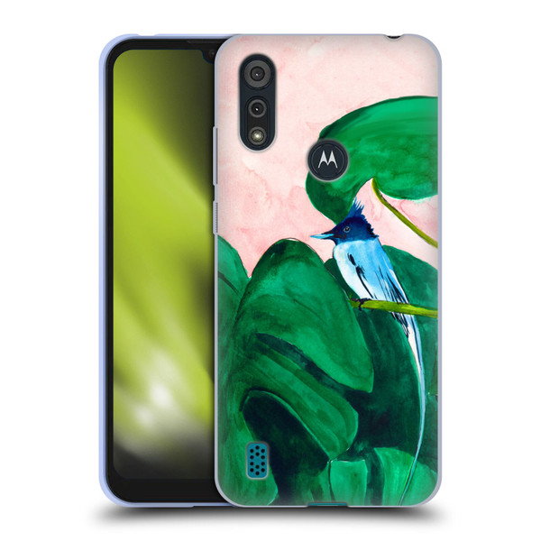 Mai Autumn Birds Monstera Plant Soft Gel Case for Motorola Moto E6s (2020)