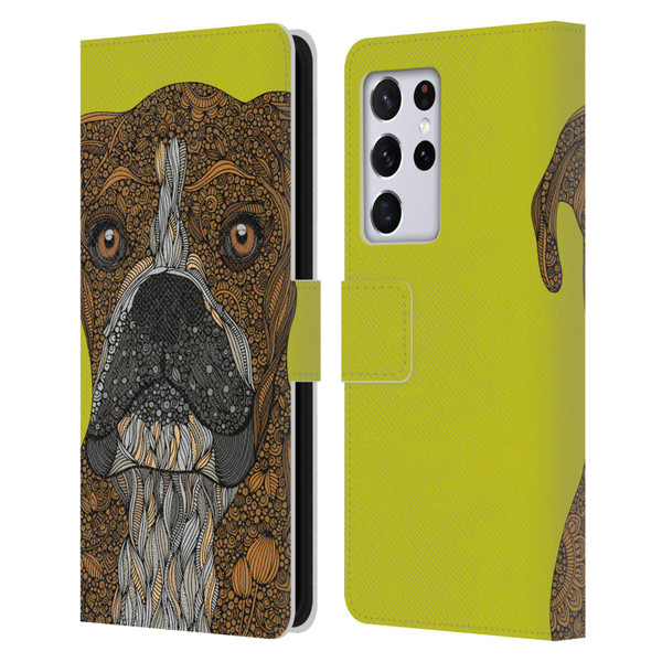 Valentina Dogs Boxer Leather Book Wallet Case Cover For Samsung Galaxy S21 Ultra 5G