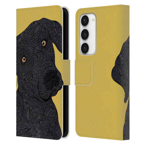 Valentina Dogs Black Labrador Leather Book Wallet Case Cover For Samsung Galaxy S23 5G