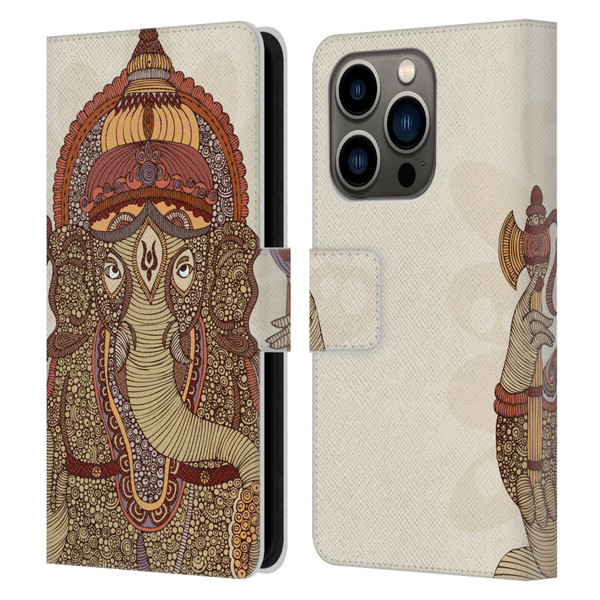 Valentina Symbols Illustration Ganesha Leather Book Wallet Case Cover For Apple iPhone 14 Pro
