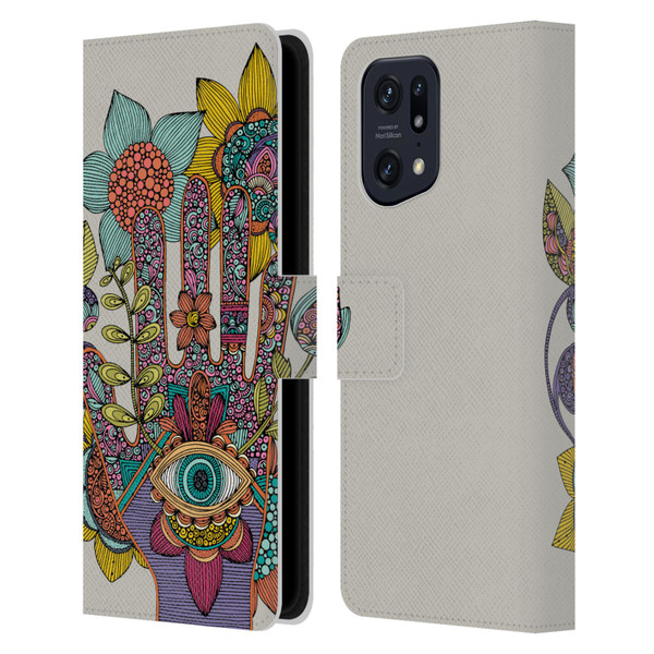 Valentina Symbols Illustration Hamsa Leather Book Wallet Case Cover For OPPO Find X5