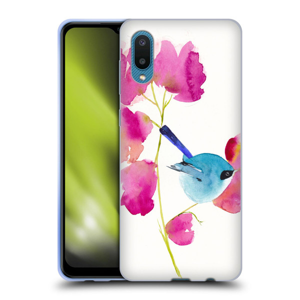 Mai Autumn Floral Blooms Blue Bird Soft Gel Case for Samsung Galaxy A02/M02 (2021)