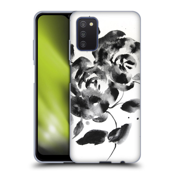 Mai Autumn Floral Blooms Black Beauty Soft Gel Case for Samsung Galaxy A03s (2021)