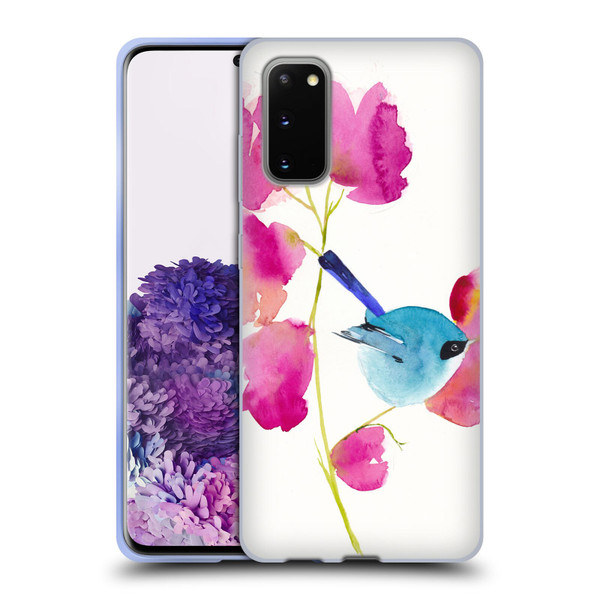 Mai Autumn Floral Blooms Blue Bird Soft Gel Case for Samsung Galaxy S20 / S20 5G