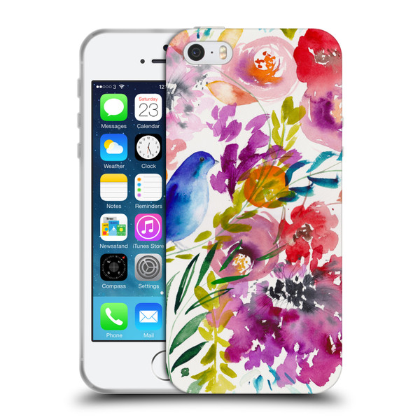 Mai Autumn Floral Garden Bluebird Soft Gel Case for Apple iPhone 5 / 5s / iPhone SE 2016