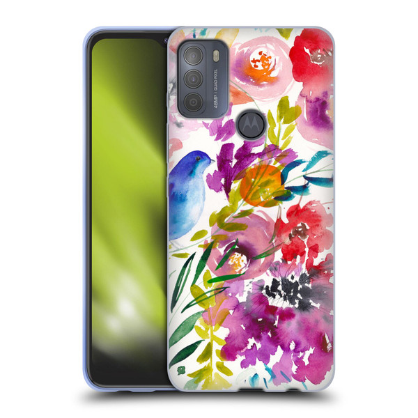 Mai Autumn Floral Garden Bluebird Soft Gel Case for Motorola Moto G50