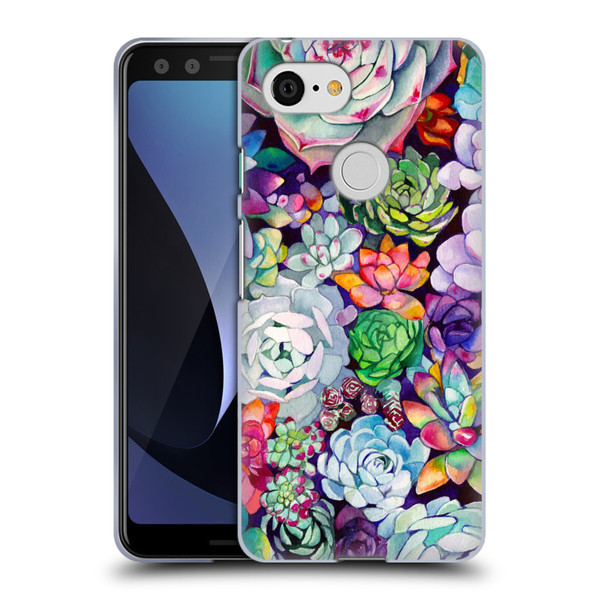 Mai Autumn Floral Garden Succulent Soft Gel Case for Google Pixel 3