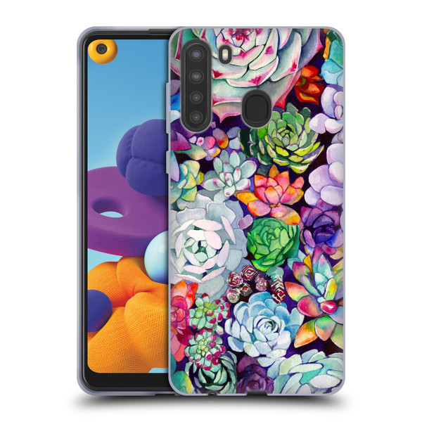 Mai Autumn Floral Garden Succulent Soft Gel Case for Samsung Galaxy A21 (2020)