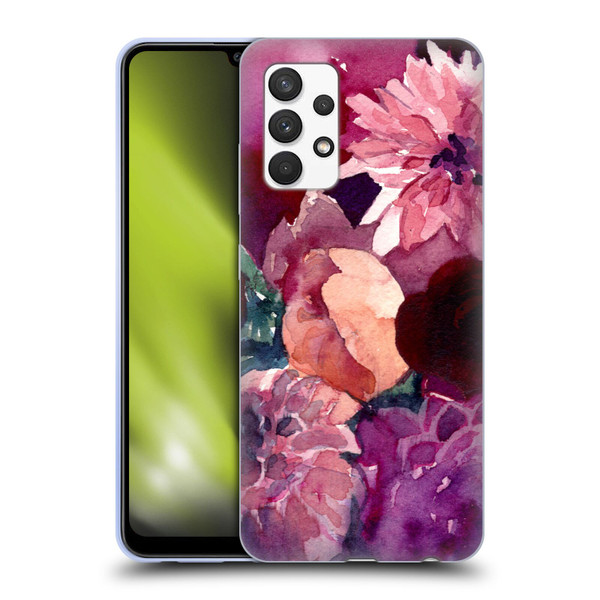 Mai Autumn Floral Garden Dahlias Soft Gel Case for Samsung Galaxy A32 (2021)
