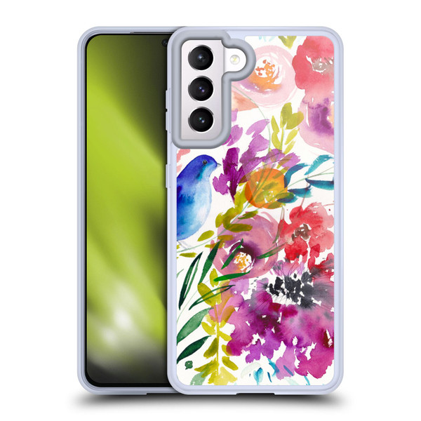 Mai Autumn Floral Garden Bluebird Soft Gel Case for Samsung Galaxy S21 5G