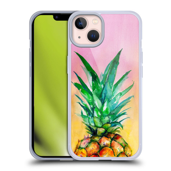 Mai Autumn Paintings Ombre Pineapple Soft Gel Case for Apple iPhone 13