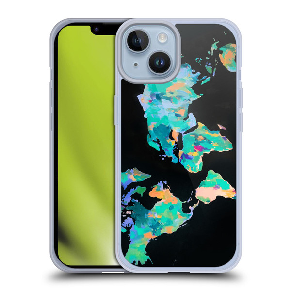 Mai Autumn Paintings World Map Soft Gel Case for Apple iPhone 14