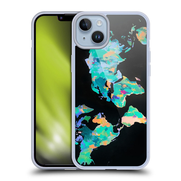 Mai Autumn Paintings World Map Soft Gel Case for Apple iPhone 14 Plus