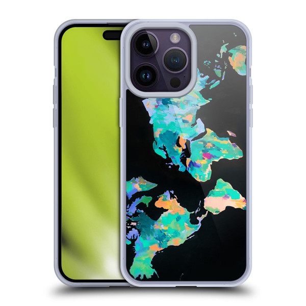 Mai Autumn Paintings World Map Soft Gel Case for Apple iPhone 14 Pro Max