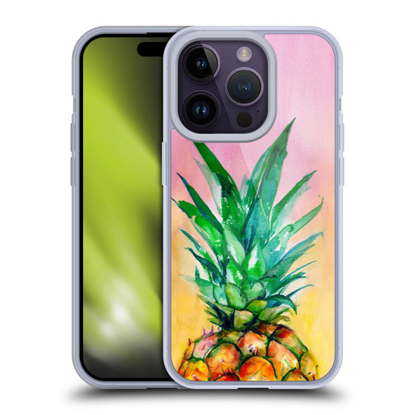 Mai Autumn Paintings Ombre Pineapple Soft Gel Case for Apple iPhone 14 Pro