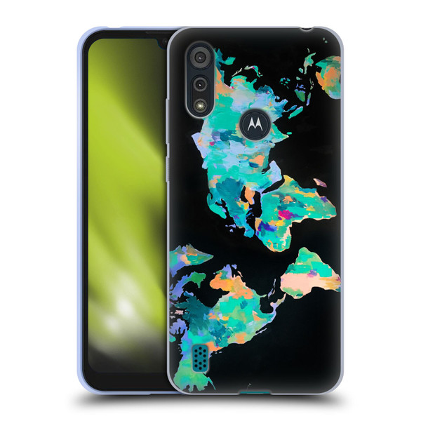 Mai Autumn Paintings World Map Soft Gel Case for Motorola Moto E6s (2020)