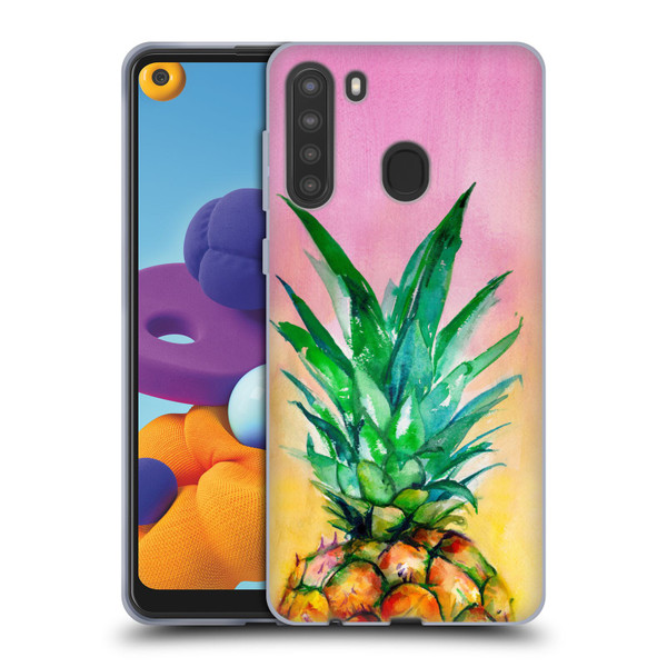 Mai Autumn Paintings Ombre Pineapple Soft Gel Case for Samsung Galaxy A21 (2020)