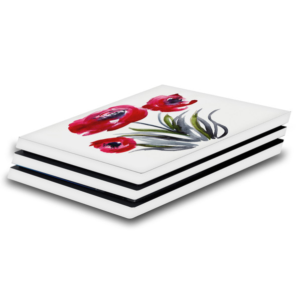 Mai Autumn Art Mix Red Flowers Vinyl Sticker Skin Decal Cover for Sony PS4 Pro Console