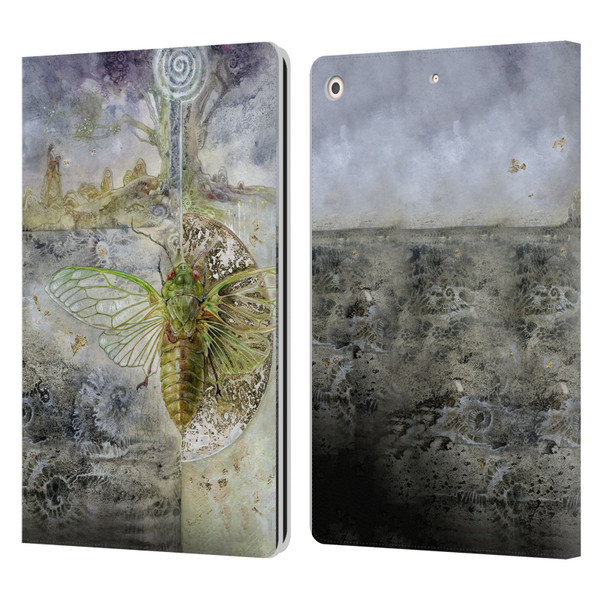 Stephanie Law Immortal Ephemera Cicada Leather Book Wallet Case Cover For Apple iPad 10.2 2019/2020/2021