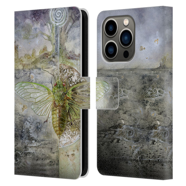 Stephanie Law Immortal Ephemera Cicada Leather Book Wallet Case Cover For Apple iPhone 14 Pro
