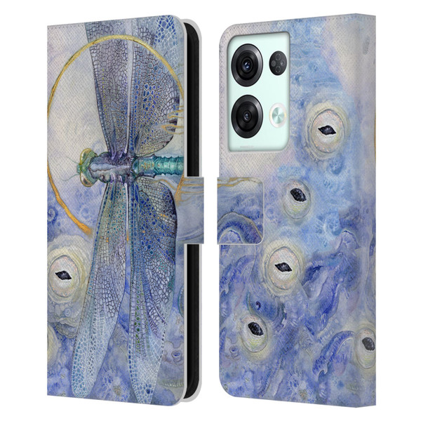 Stephanie Law Immortal Ephemera Dragonfly Leather Book Wallet Case Cover For OPPO Reno8 Pro