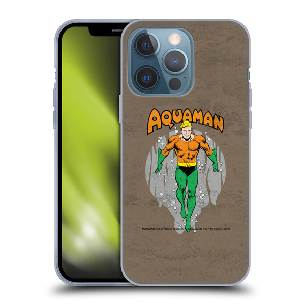 Aquaman DC Comics Fast Fashion Classic Distressed Look Soft Gel Case for Apple iPhone 13 Pro
