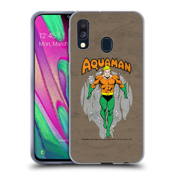 Aquaman DC Comics Fast Fashion Classic Distressed Look Soft Gel Case for Samsung Galaxy A40 (2019)