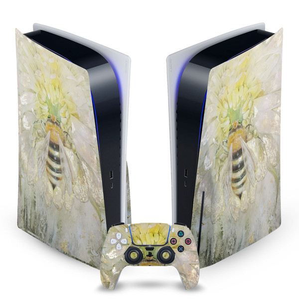 Stephanie Law Art Mix Bee Vinyl Sticker Skin Decal Cover for Sony PS5 Disc Edition Bundle