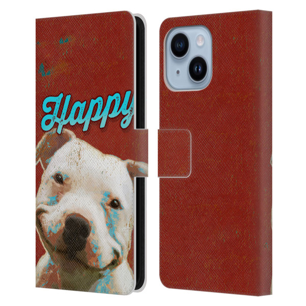 Duirwaigh Animals Pitbull Dog Leather Book Wallet Case Cover For Apple iPhone 14 Plus
