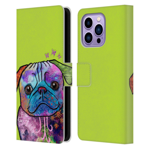 Duirwaigh Animals Pug Dog Leather Book Wallet Case Cover For Apple iPhone 14 Pro Max
