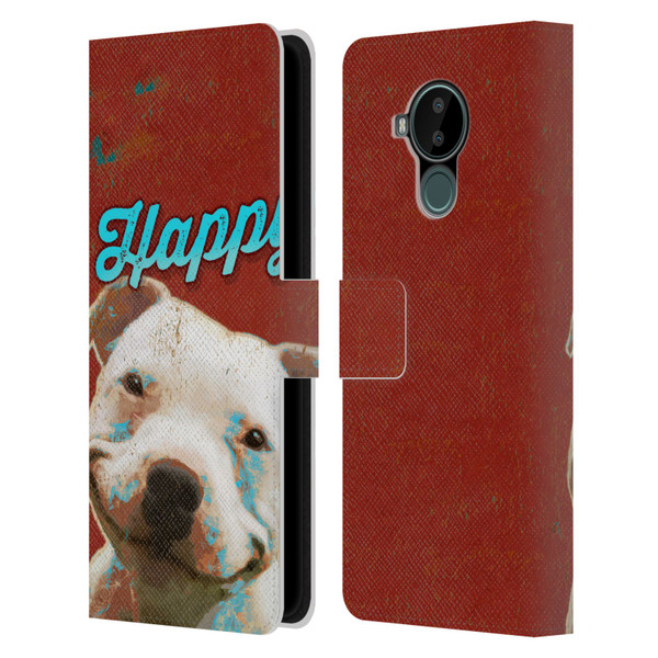 Duirwaigh Animals Pitbull Dog Leather Book Wallet Case Cover For Nokia C30