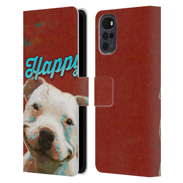 Duirwaigh Animals Pitbull Dog Leather Book Wallet Case Cover For Motorola Moto G22