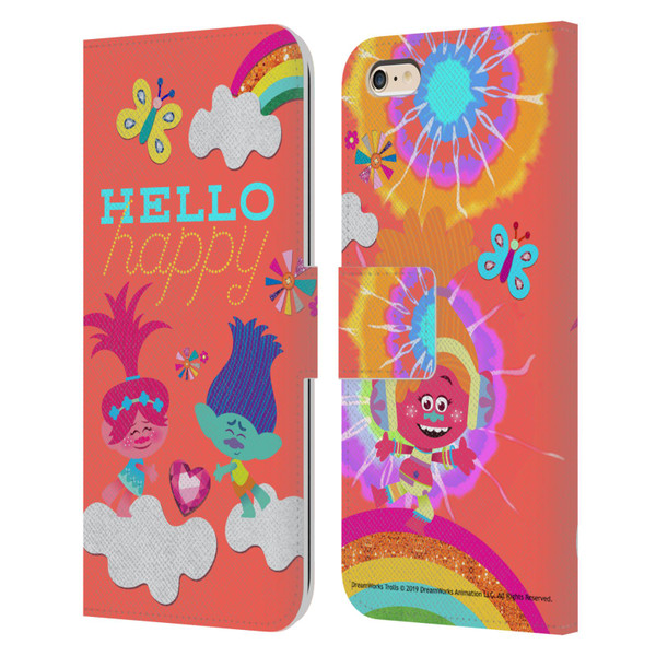Trolls Graphics Poppy Branch Rainbow Leather Book Wallet Case Cover For Apple iPhone 6 Plus / iPhone 6s Plus