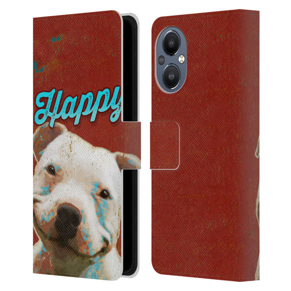 Duirwaigh Animals Pitbull Dog Leather Book Wallet Case Cover For OnePlus Nord N20 5G