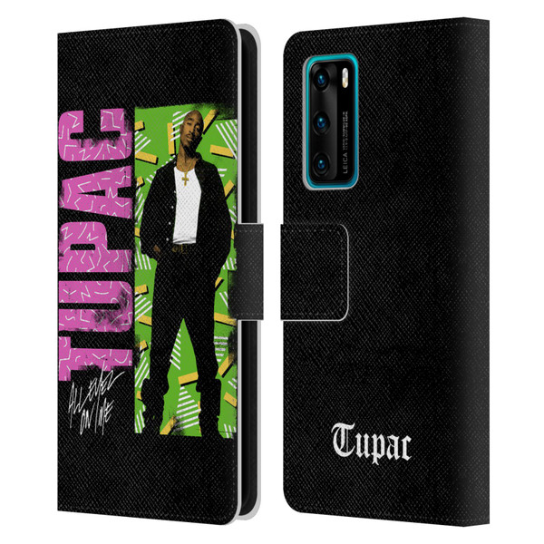 Tupac Shakur Key Art Distressed Look Leather Book Wallet Case Cover For Huawei P40 5G