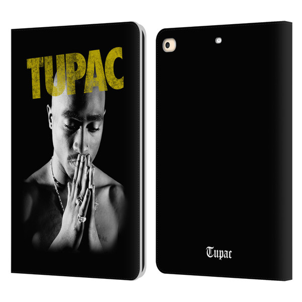 Tupac Shakur Key Art Golden Leather Book Wallet Case Cover For Apple iPad 9.7 2017 / iPad 9.7 2018