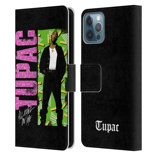 Tupac Shakur Key Art Distressed Look Leather Book Wallet Case Cover For Apple iPhone 12 / iPhone 12 Pro