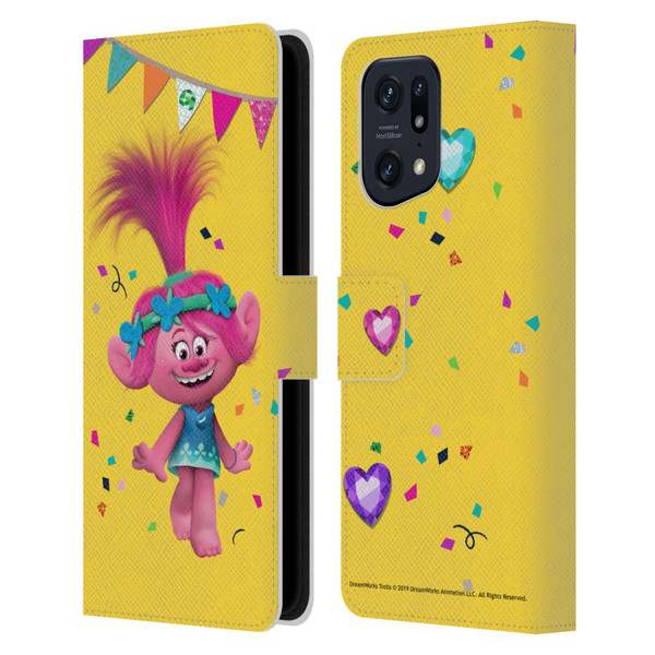 Trolls Graphics Poppy Leather Book Wallet Case Cover For OPPO Find X5