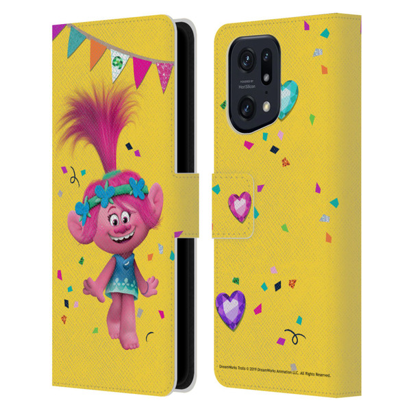 Trolls Graphics Poppy Leather Book Wallet Case Cover For OPPO Find X5 Pro