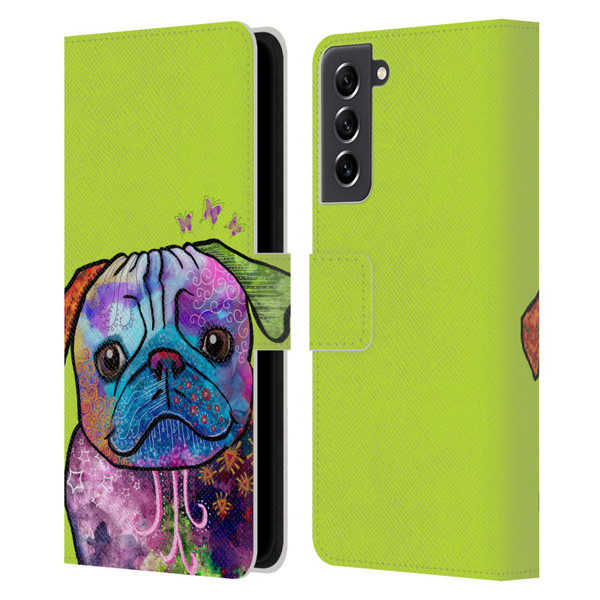 Duirwaigh Animals Pug Dog Leather Book Wallet Case Cover For Samsung Galaxy S21 FE 5G