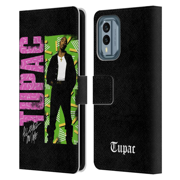 Tupac Shakur Key Art Distressed Look Leather Book Wallet Case Cover For Nokia X30