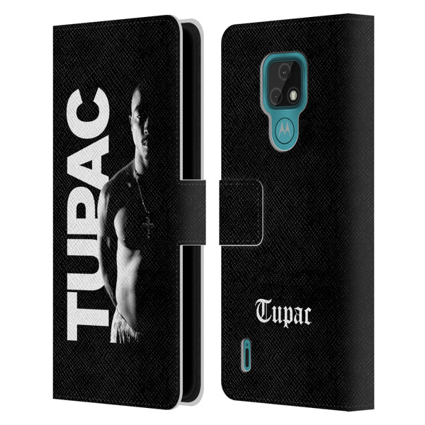 Tupac Shakur Key Art Black And White Leather Book Wallet Case Cover For Motorola Moto E7