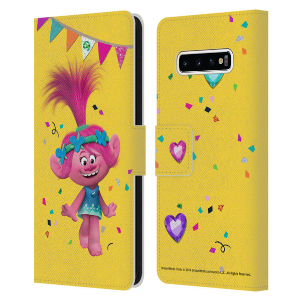 Trolls Graphics Poppy Leather Book Wallet Case Cover For Samsung Galaxy S10+ / S10 Plus